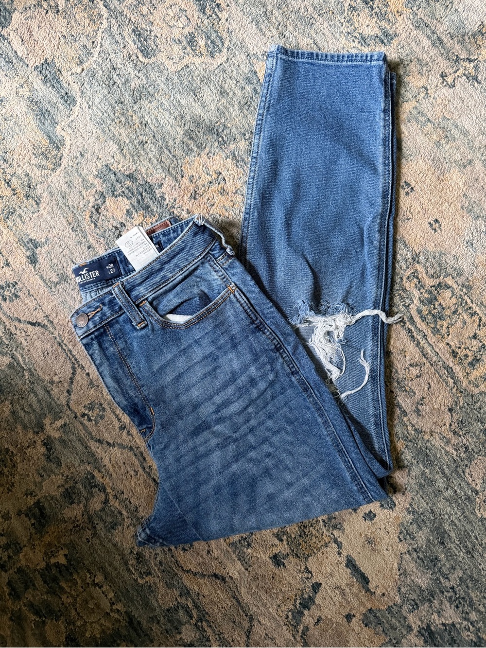 Hollister Medium Blue High-Rise Distressed Jeans